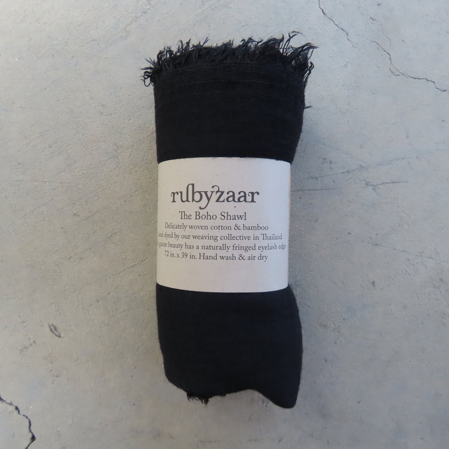 Cotton & Bamboo Gauze Shawl: Black