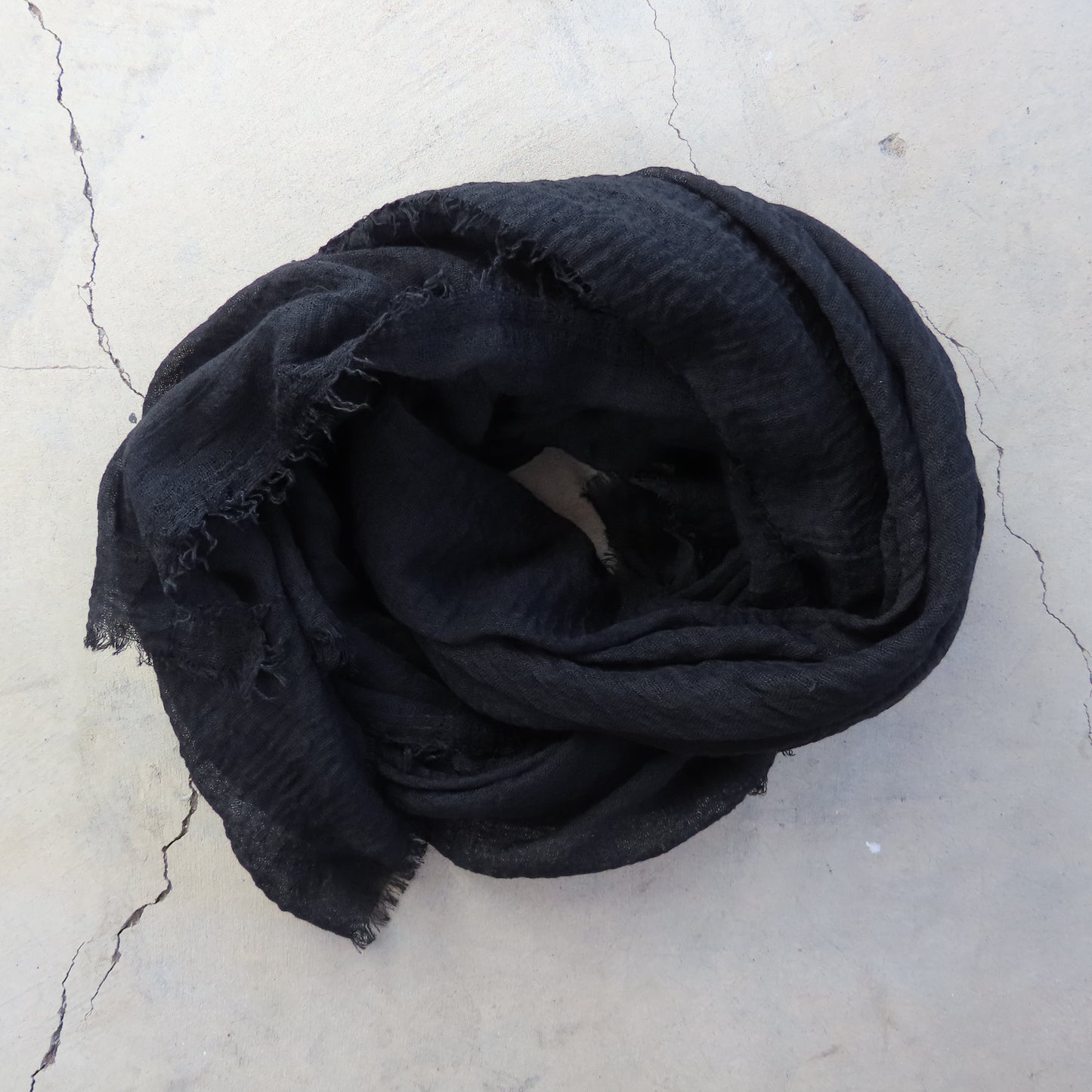 Cotton & Bamboo Gauze Shawl: Black