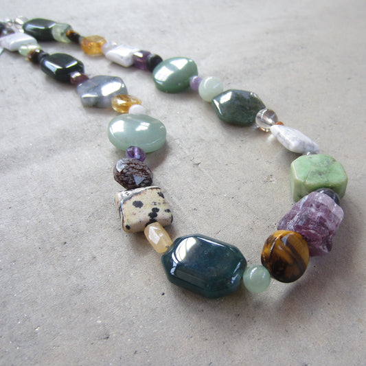 Multi Stone Crystal Collection Necklace for Passion and Creative Drive