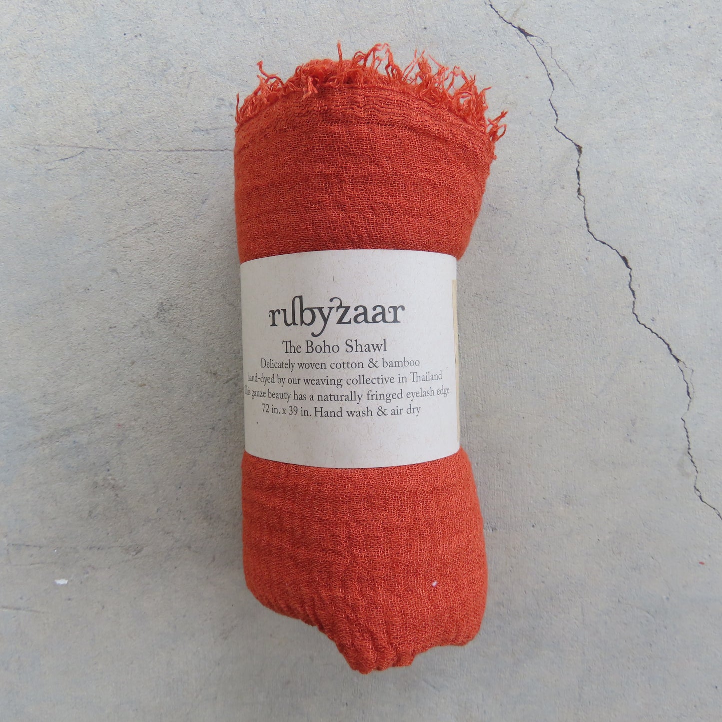 Cotton & Bamboo Gauze Shawl: Burnt Orange