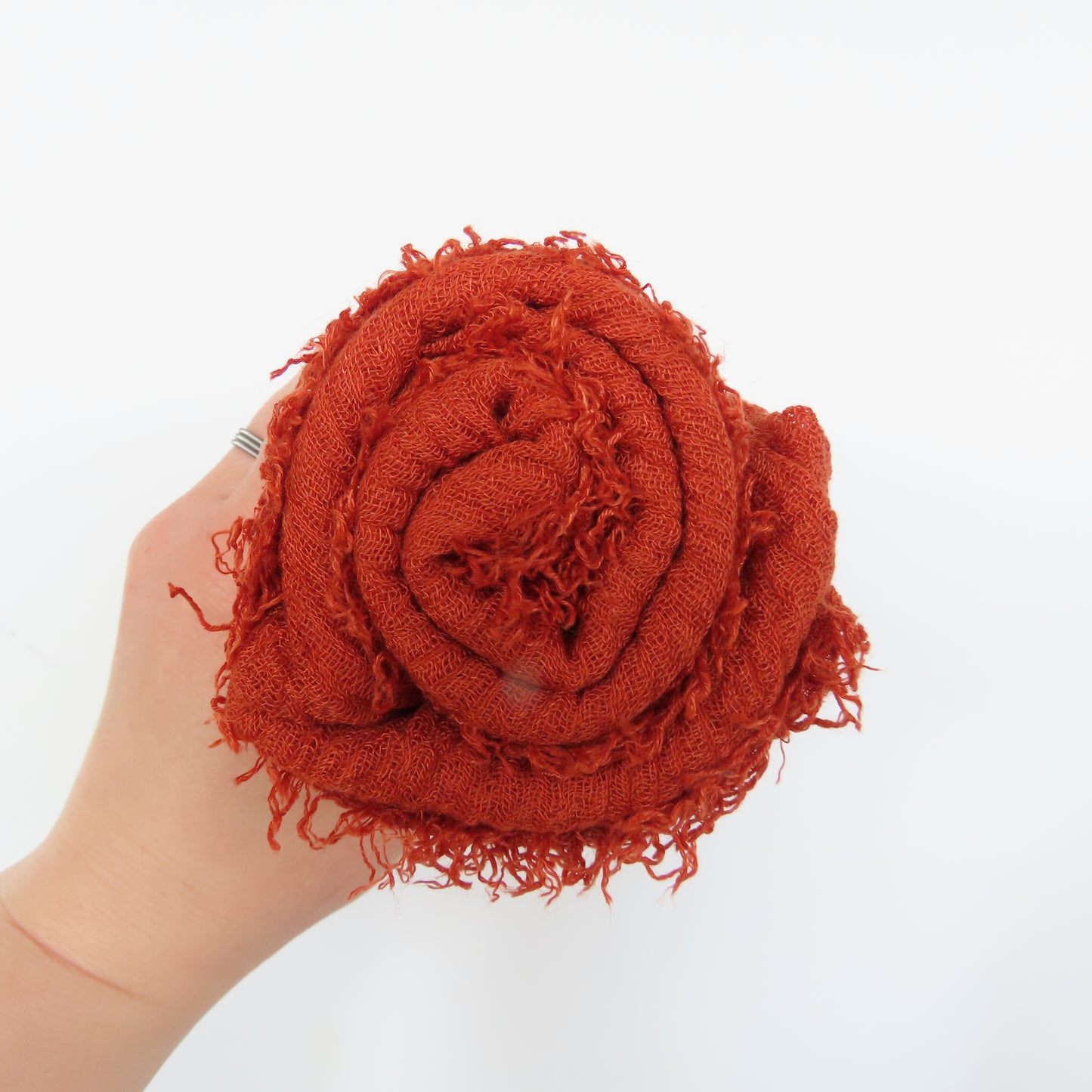 Cotton & Bamboo Gauze Shawl: Burnt Orange