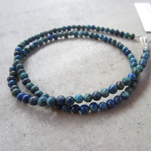 Tiny Stone Malachite Azurite Necklace for Energizing and Inner Strength