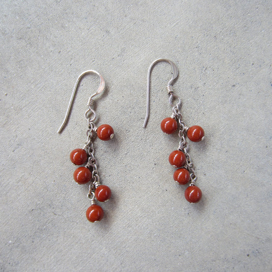 Red Jasper Cluster Earrings for Grounding