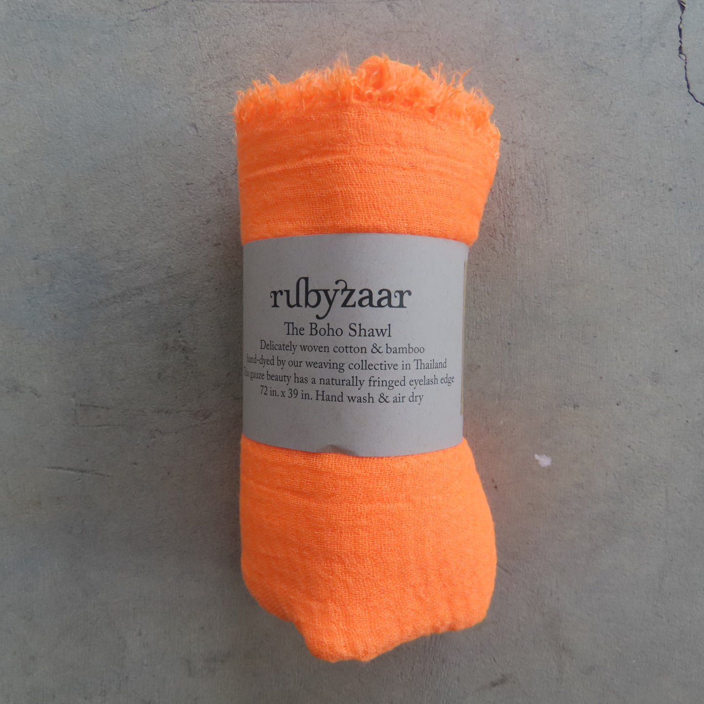 Cotton & Bamboo Gauze Shawl: Neon Orange