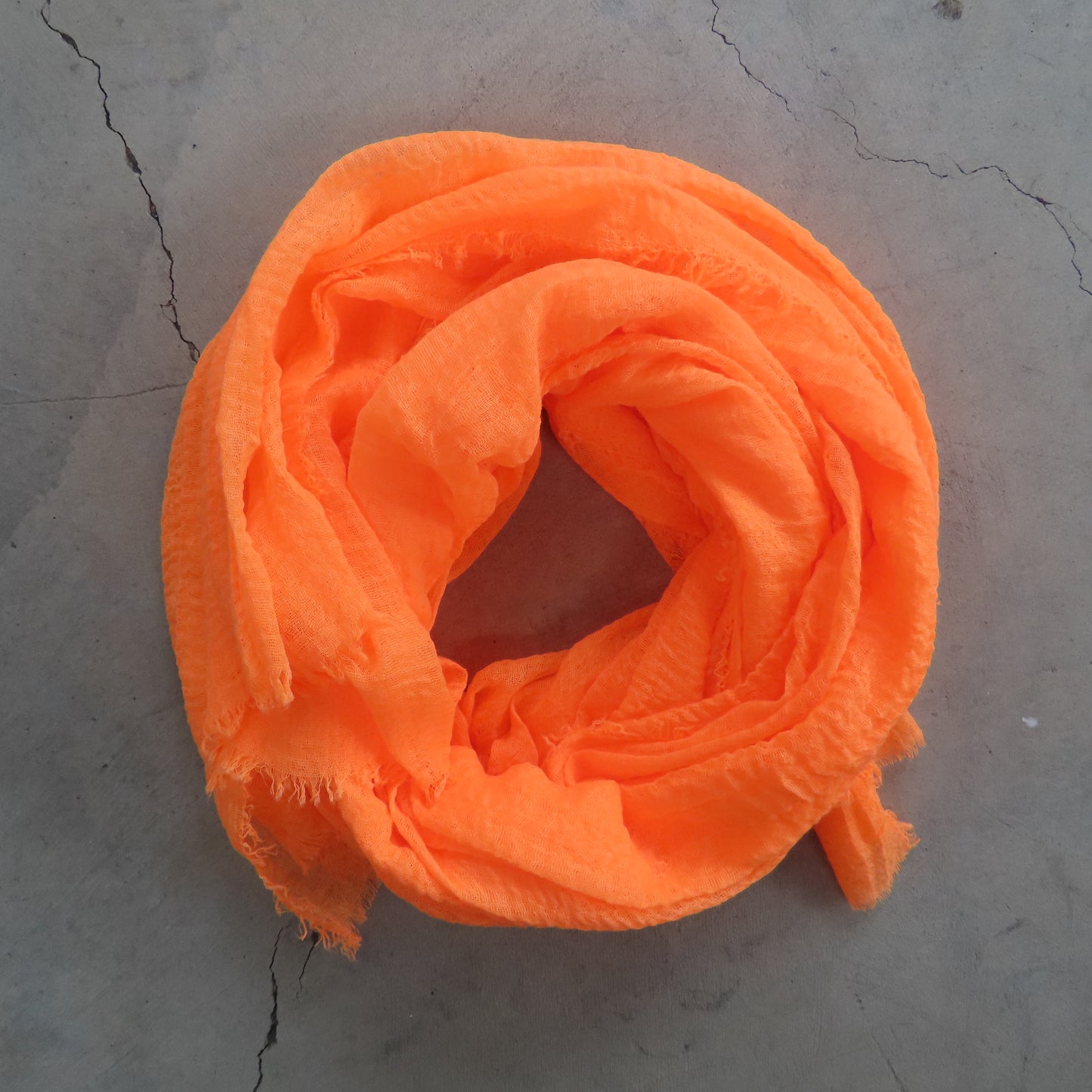 Cotton & Bamboo Gauze Shawl: Neon Orange