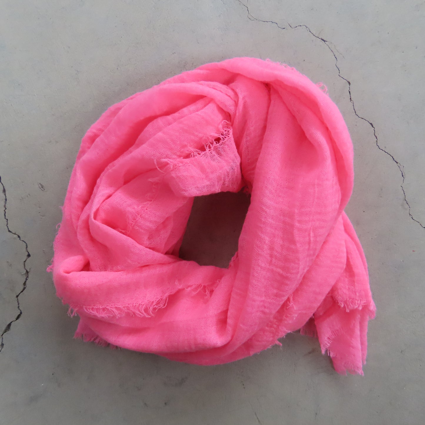 Cotton & Bamboo Gauze Shawl: Neon Pink