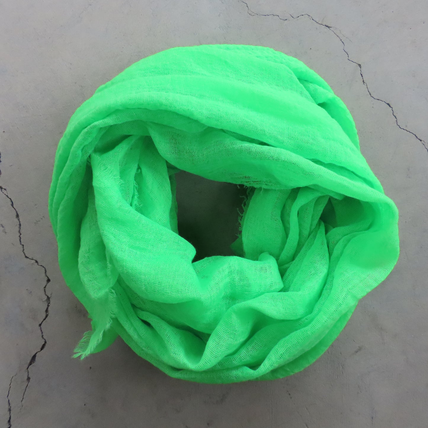 Cotton & Bamboo Gauze Shawl: Neon Green