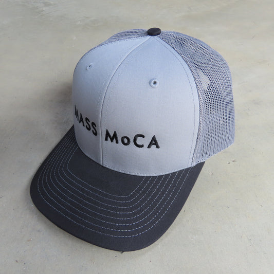 MASS MoCA Two-Tone Trucker Hat: Grey and Black