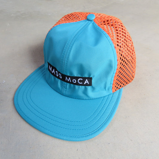MASS MoCA Two-Tone Activewear Cap: Teal and Orange