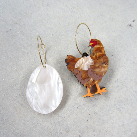 Chicken and Egg Acrylic Earrings