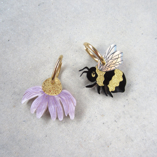 Bee and Flower Acrylic Earrings