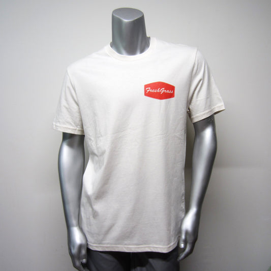 FreshGrass Tee: White with Red Graphics - FG Grown (Unisex)