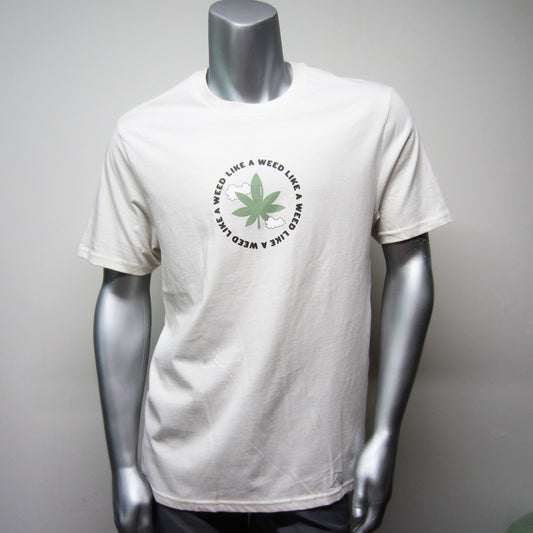 FreshGrass Tee: Beige Cannabis Design (Unisex)