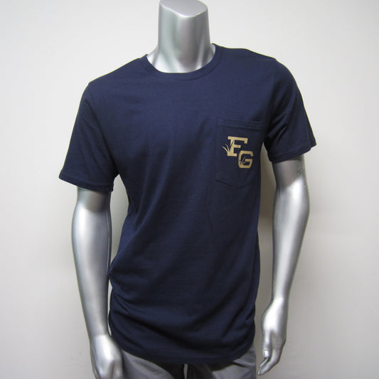 FreshGrass Tee: Navy Pocket Logo (Unisex)