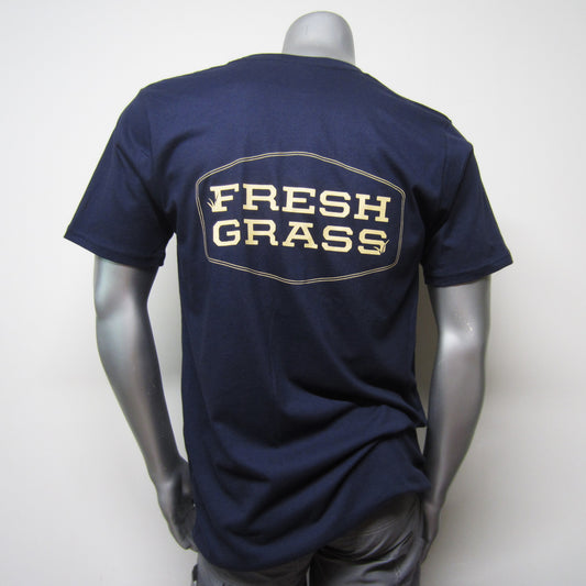 FreshGrass Tee: Navy Pocket Logo (Unisex)