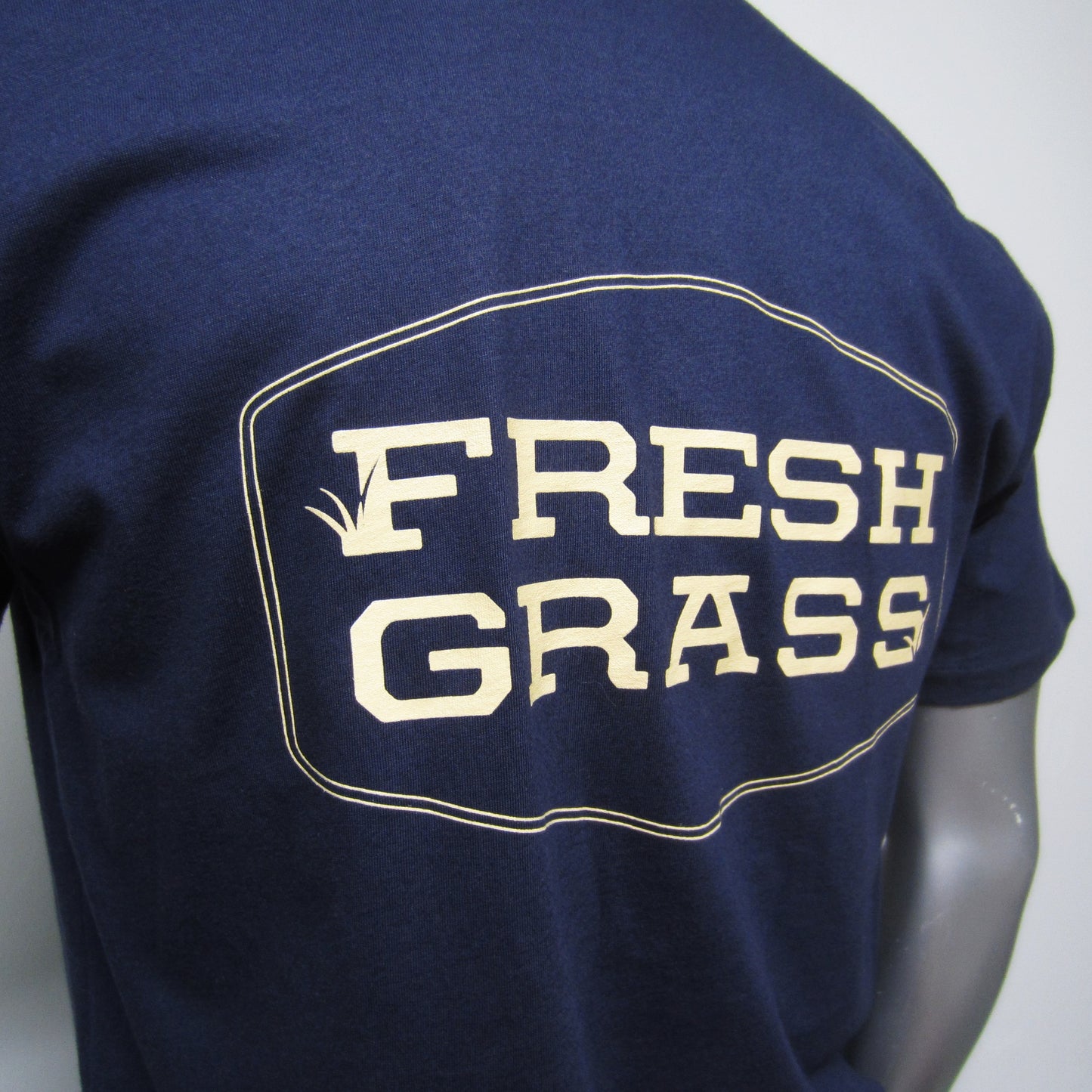 FreshGrass Tee: Navy Pocket Logo (Unisex)