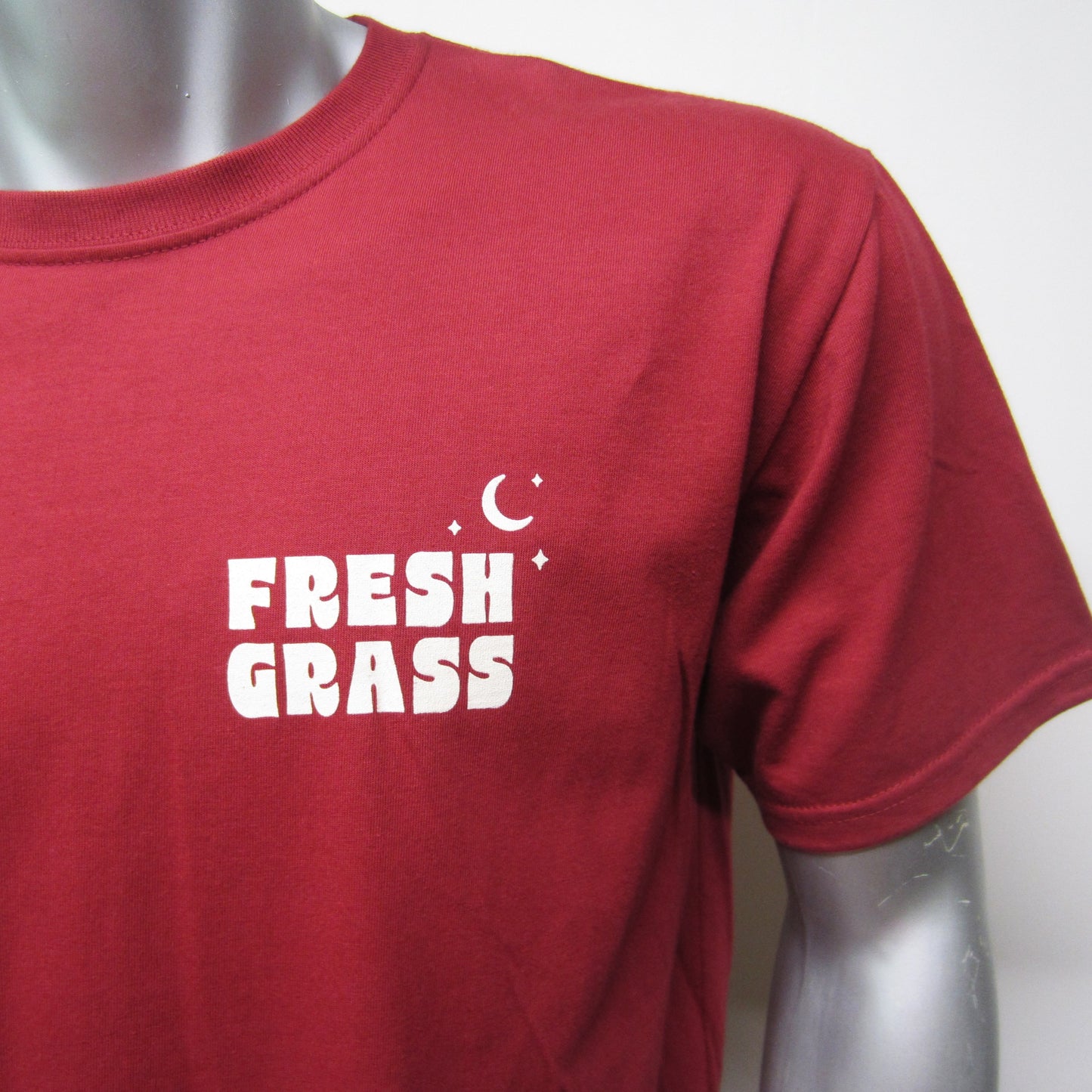 FreshGrass Tee: Maroon Forager with Mushrooms (Unisex)