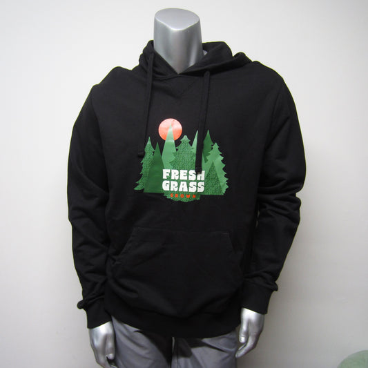 FreshGrass Hoodie: Black with Trees - FG Grown (Unisex)