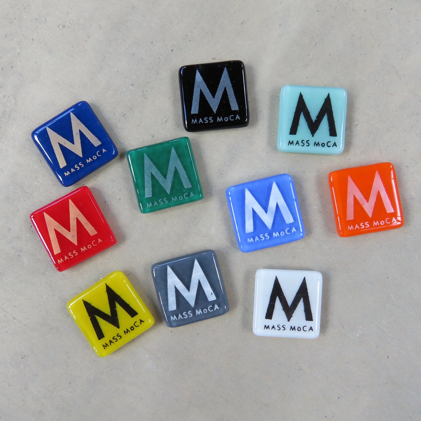 MASS MoCA Glass Magnet: Slate Grey and White