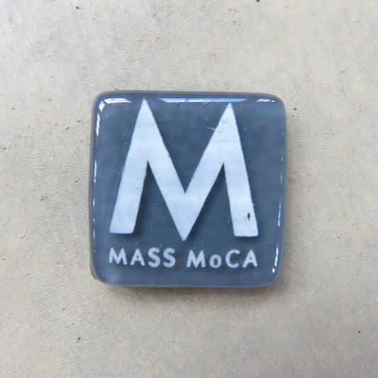 MASS MoCA Glass Magnet: Slate Grey and White
