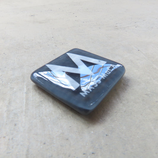 MASS MoCA Glass Magnet: Slate Grey and White