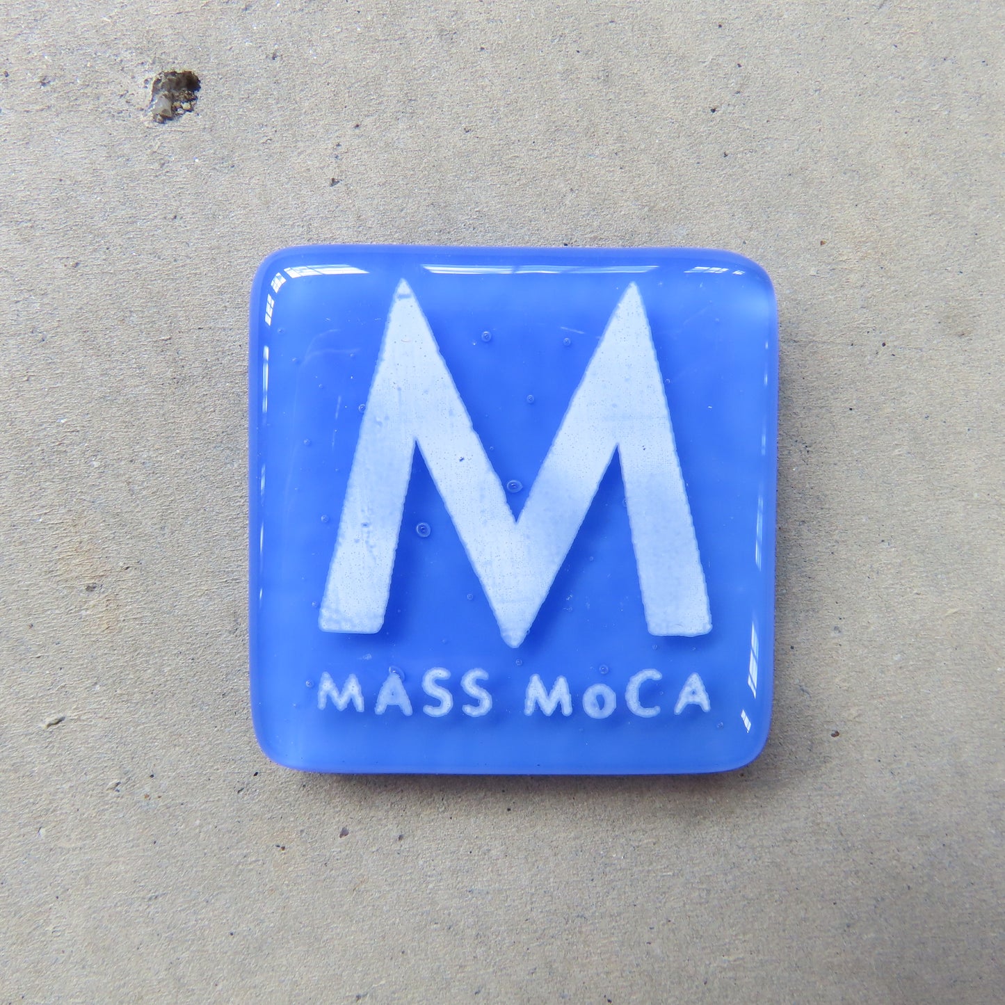MASS MoCA Glass Magnet: Cobalt Blue and White