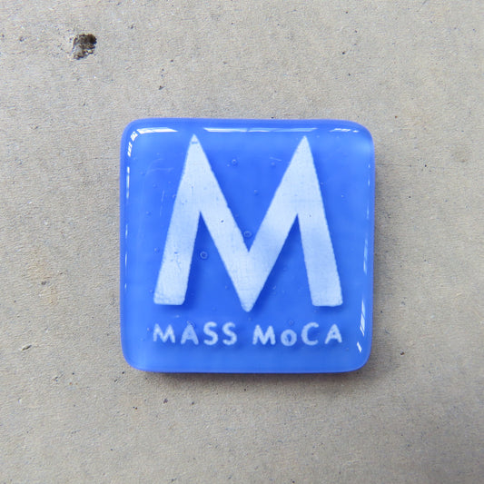 MASS MoCA Glass Magnet: Cobalt Blue and White