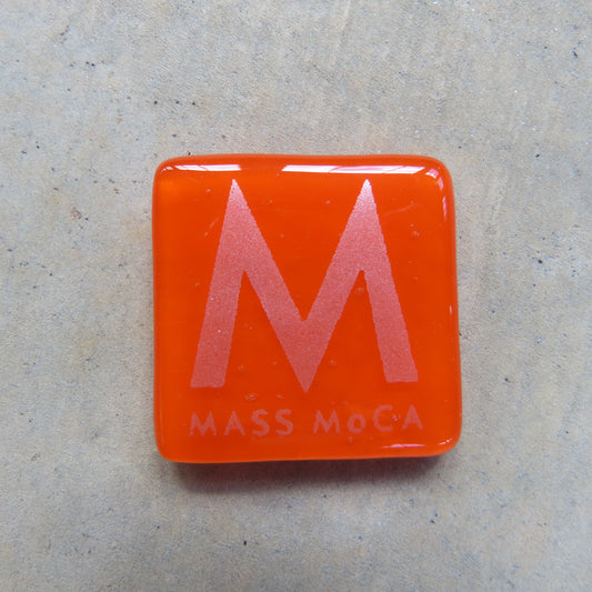 MASS MoCA Glass Magnet: Orange and Silver