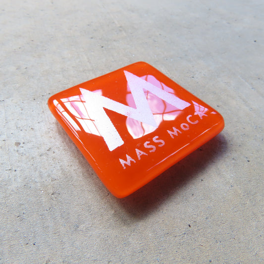 MASS MoCA Glass Magnet: Orange and Silver
