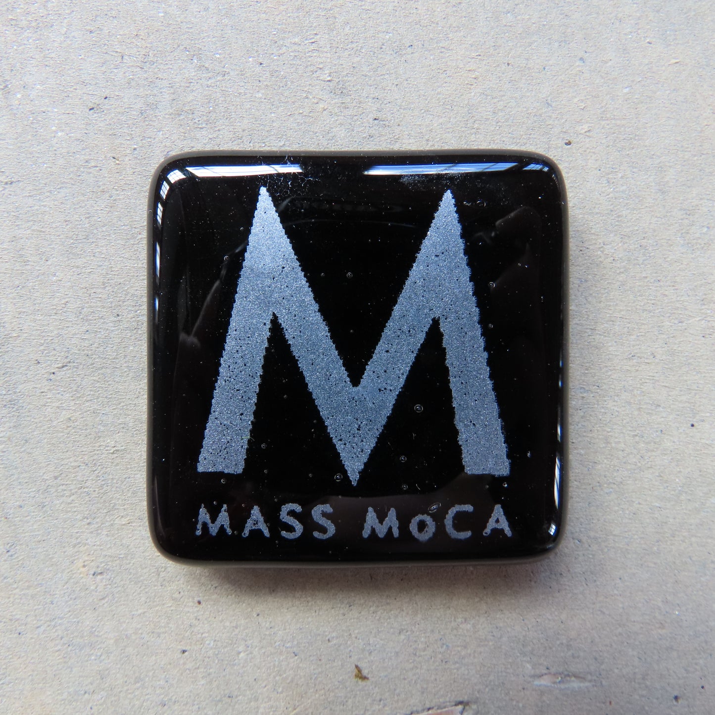 MASS MoCA Glass Magnet: Black and Silver