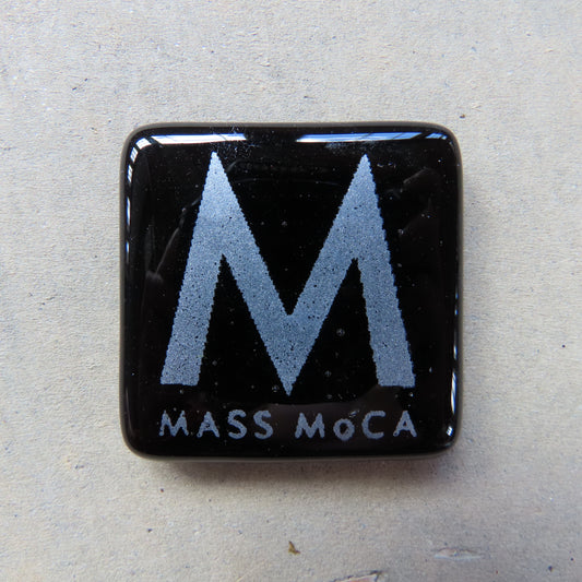 MASS MoCA Glass Magnet: Black and Silver