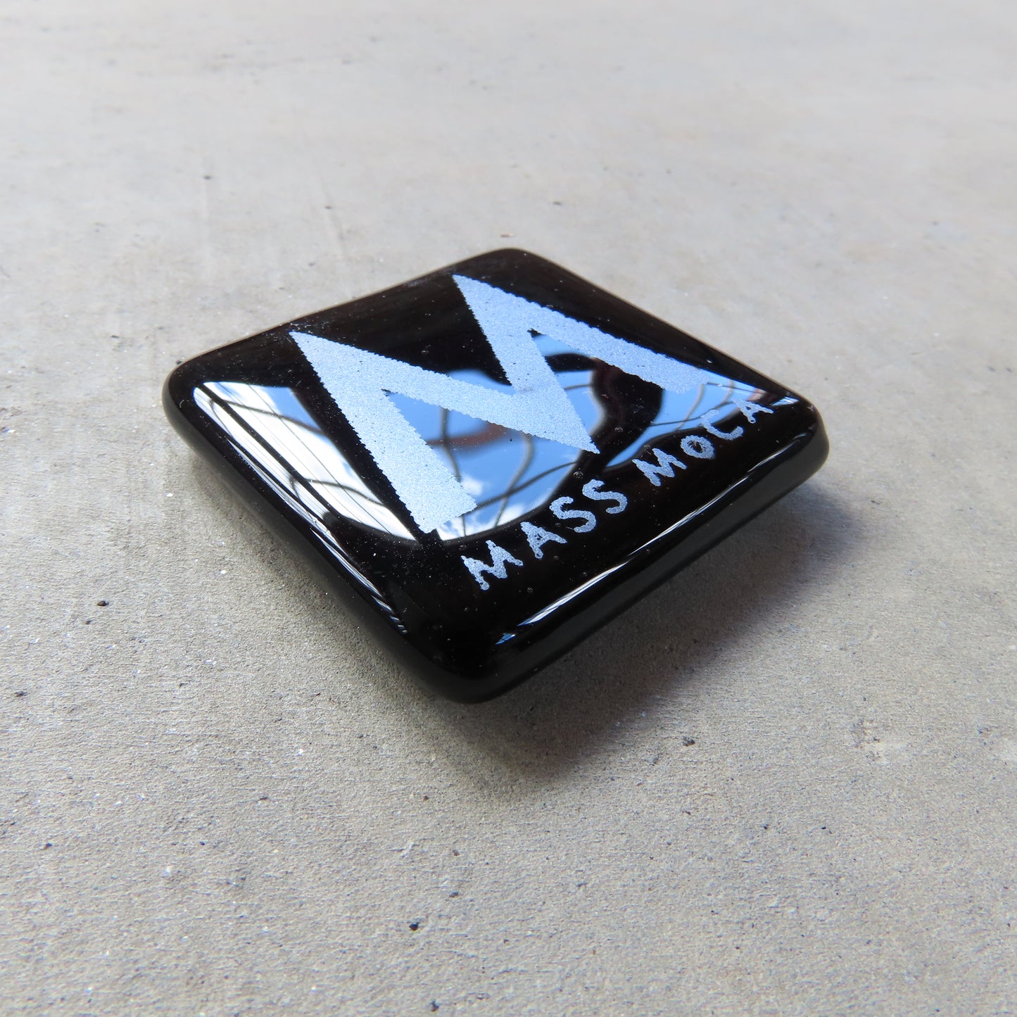 MASS MoCA Glass Magnet: Black and Silver