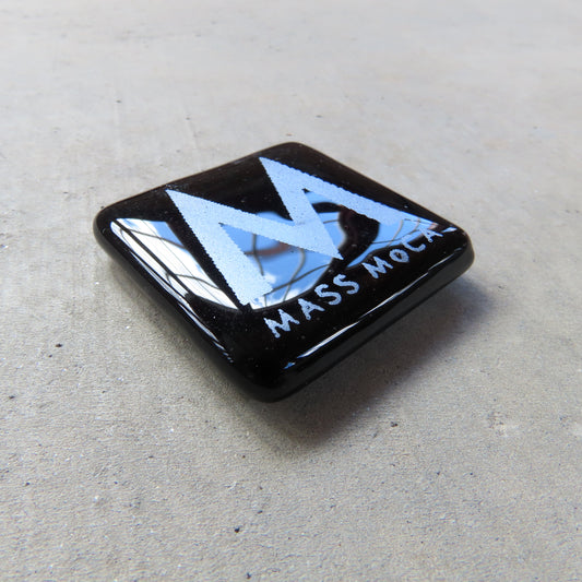 MASS MoCA Glass Magnet: Black and Silver