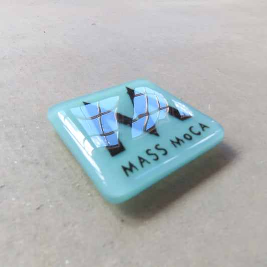MASS MoCA Glass Magnet: Robin's Egg Blue and Black