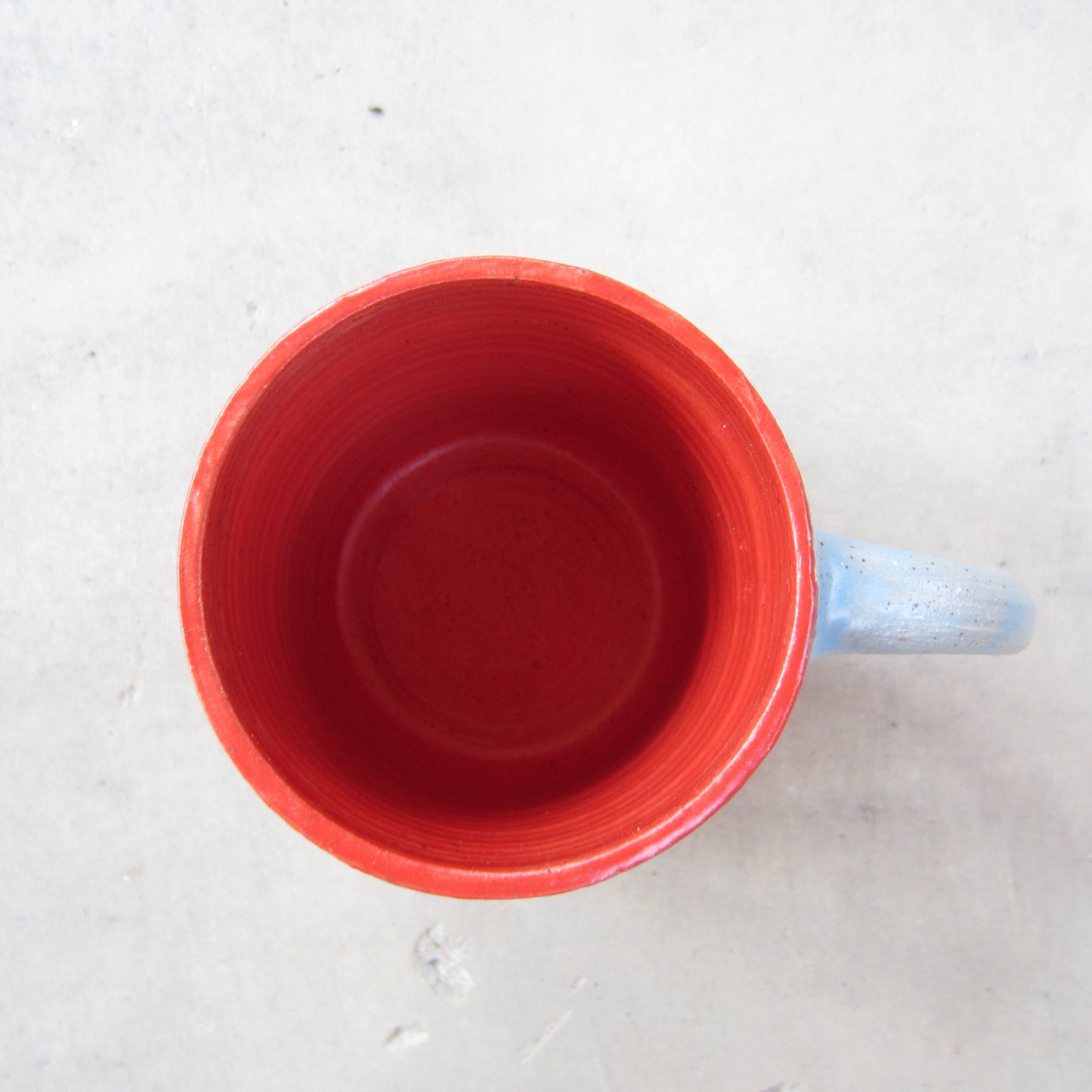 Speckled Stoneware Mug: Red and Pale Blue Checkers