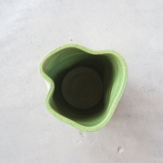 Speckled Stoneware Large Vase: Green Checkers