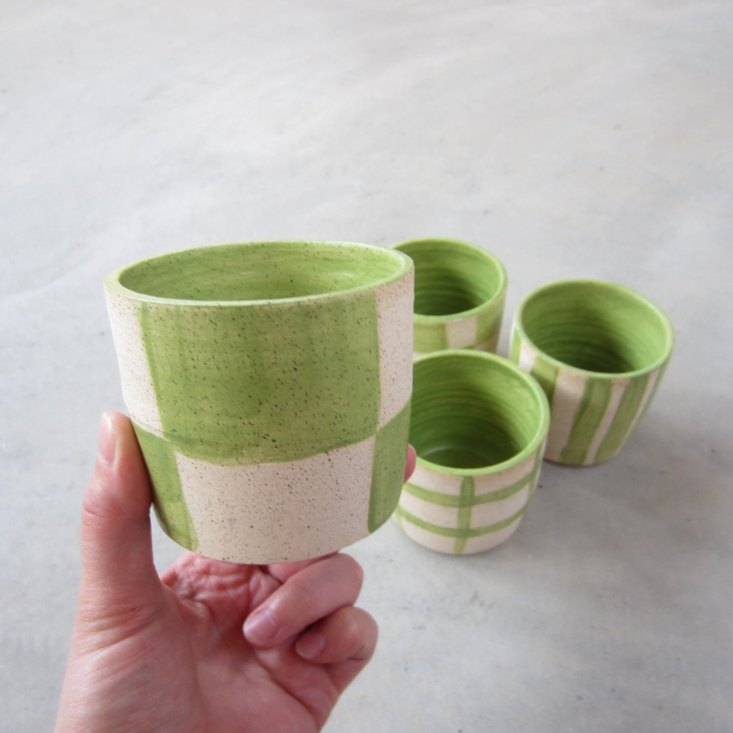 Speckled Stoneware Small Tumbler: Green Pattern Assorted