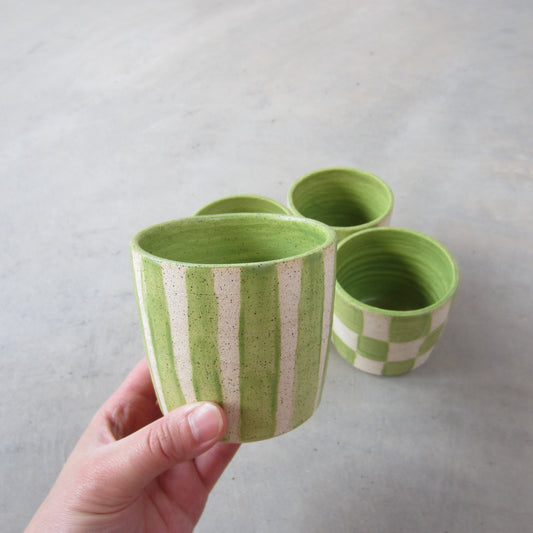 Speckled Stoneware Small Tumbler: Green Pattern Assorted