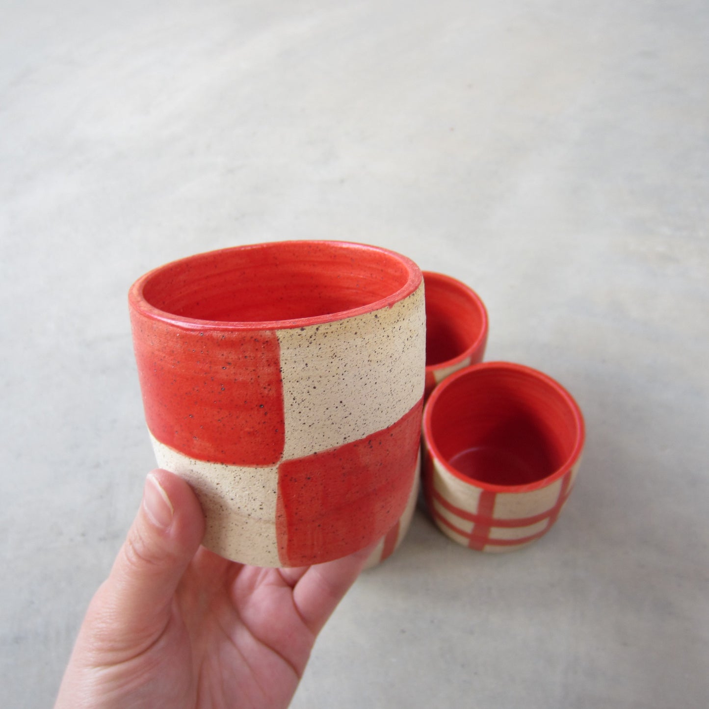 Speckled Stoneware Small Tumbler: Red Pattern Assorted