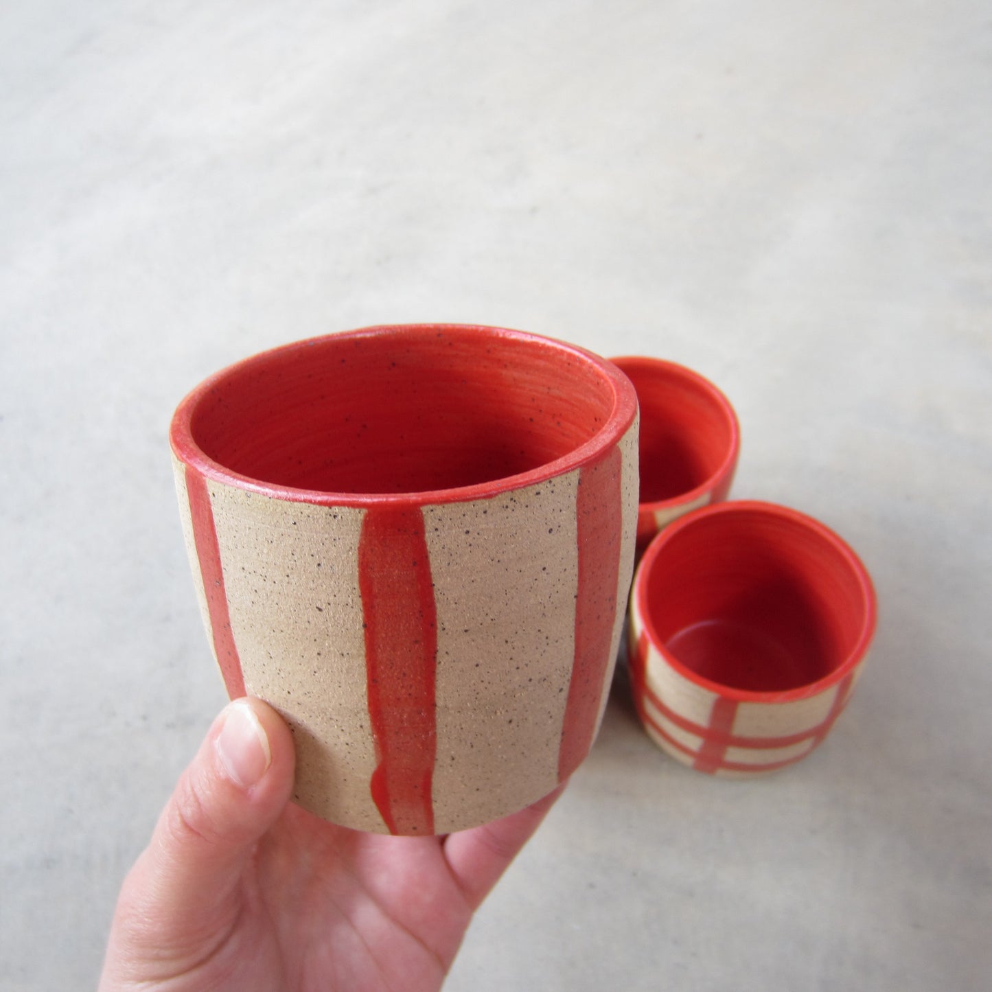 Speckled Stoneware Small Tumbler: Red Pattern Assorted