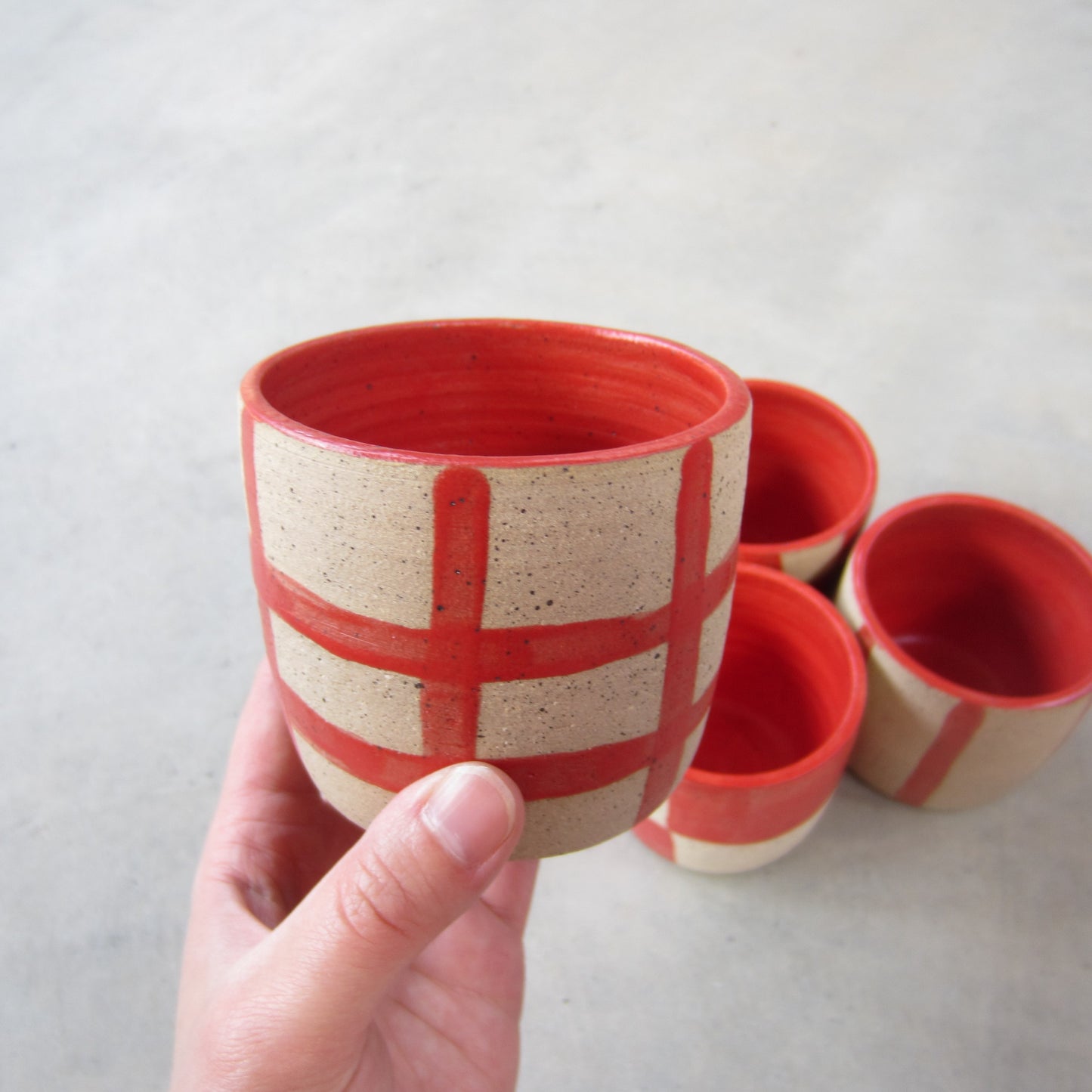 Speckled Stoneware Small Tumbler: Red Pattern Assorted