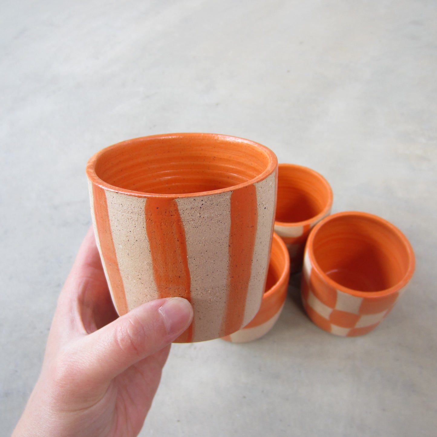 Speckled Stoneware Small Tumbler: Orange Pattern Assorted
