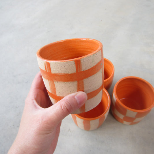 Speckled Stoneware Small Tumbler: Orange Pattern Assorted