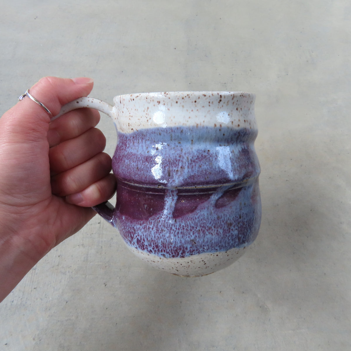 Large Handmade Ceramic Mug: Plum Ocean Surf