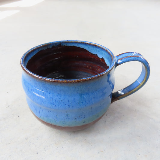 XL Handmade Ceramic Mug: Cobalt and Brown