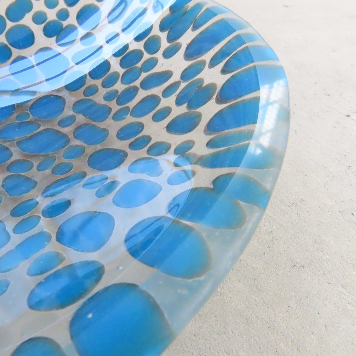 Fused Glass Bowl: Cerulean Blue Pebble Pattern
