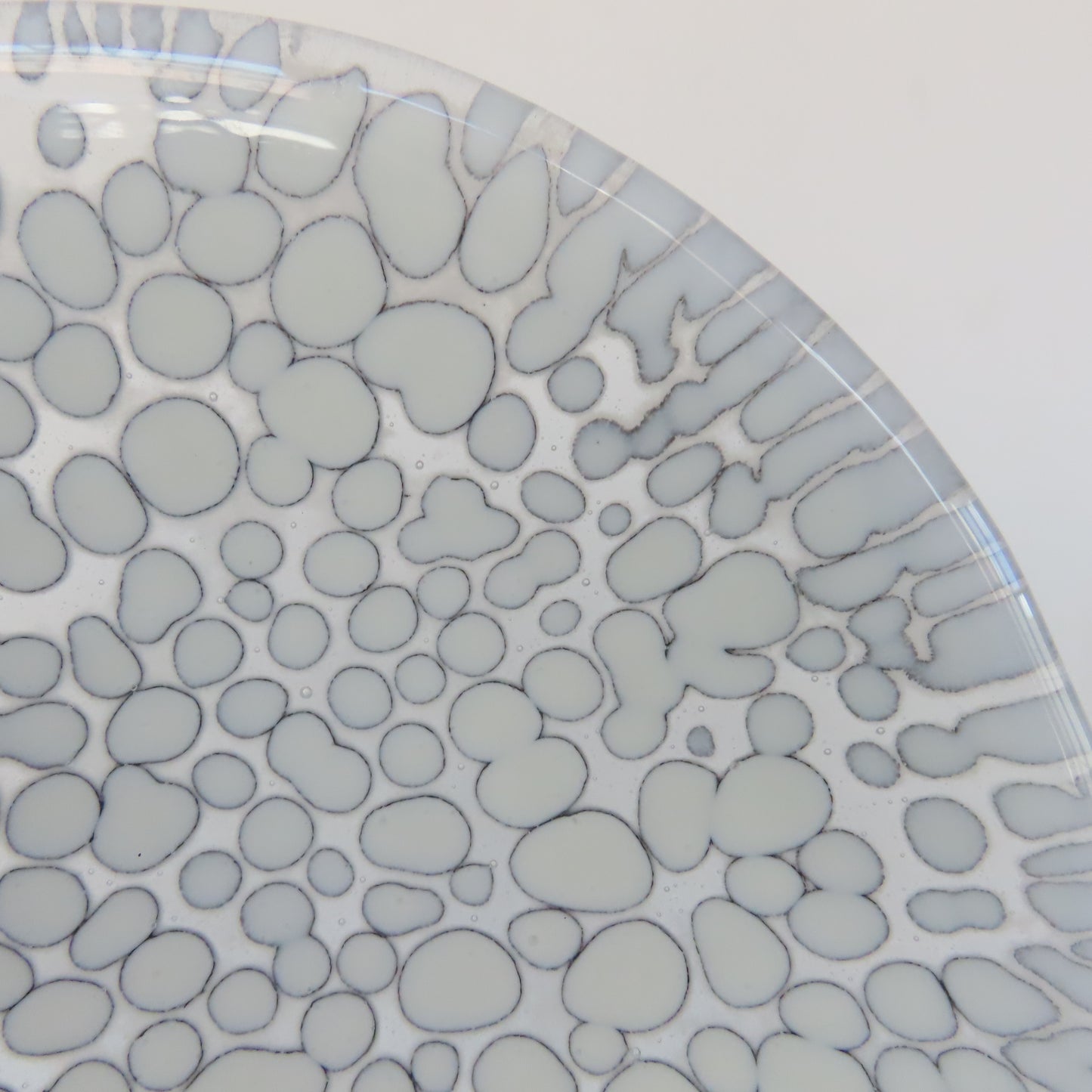 Fused Glass Bowl: White and Grey Pebble Pattern