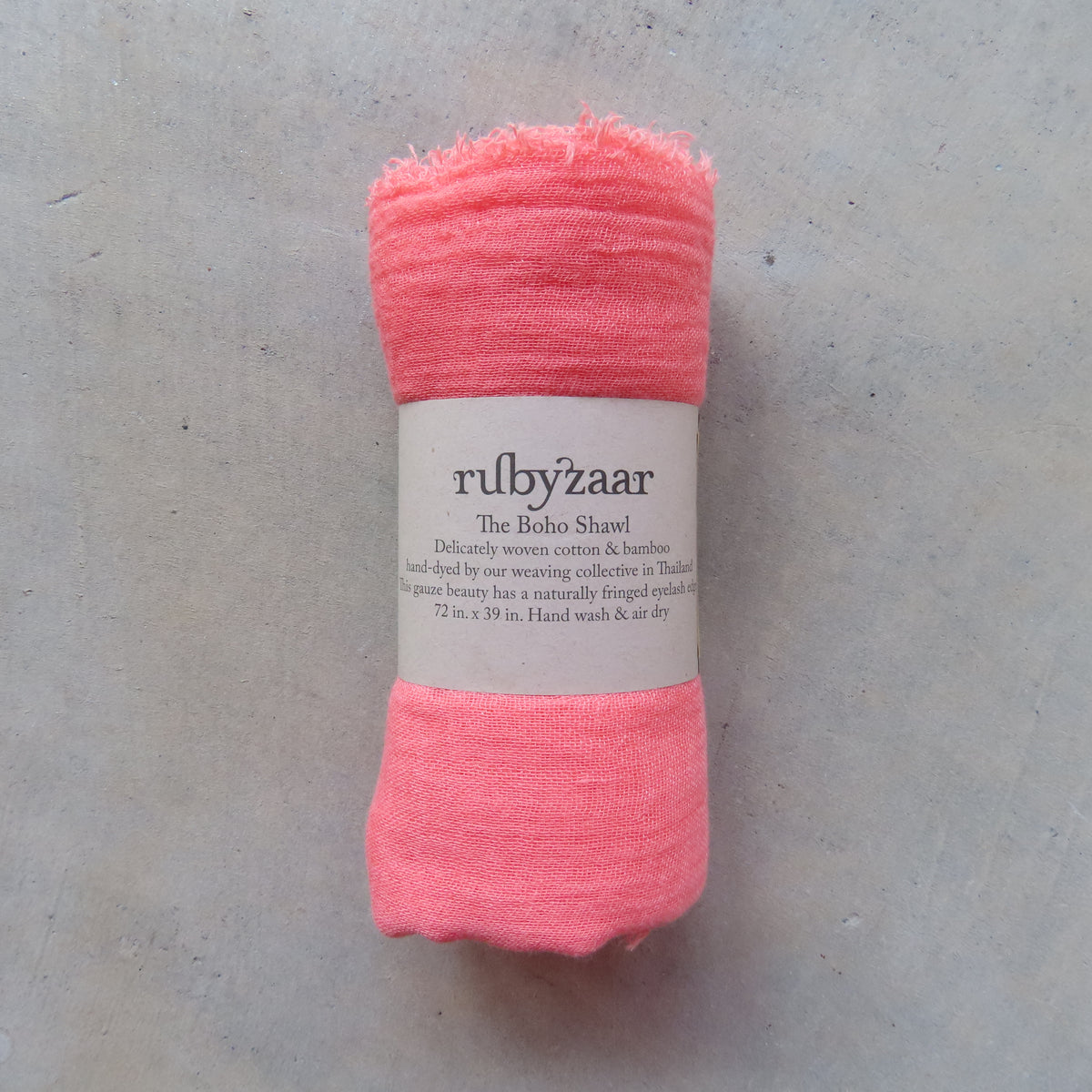 Cotton & Bamboo Gauze Shawl: Salmon