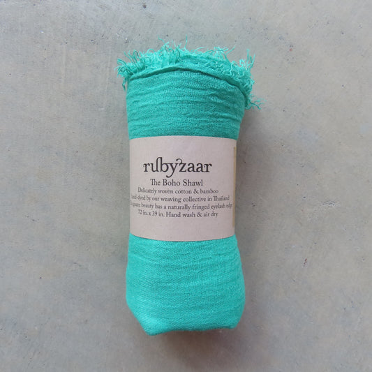 Cotton & Bamboo Gauze Shawl: Aquamarine