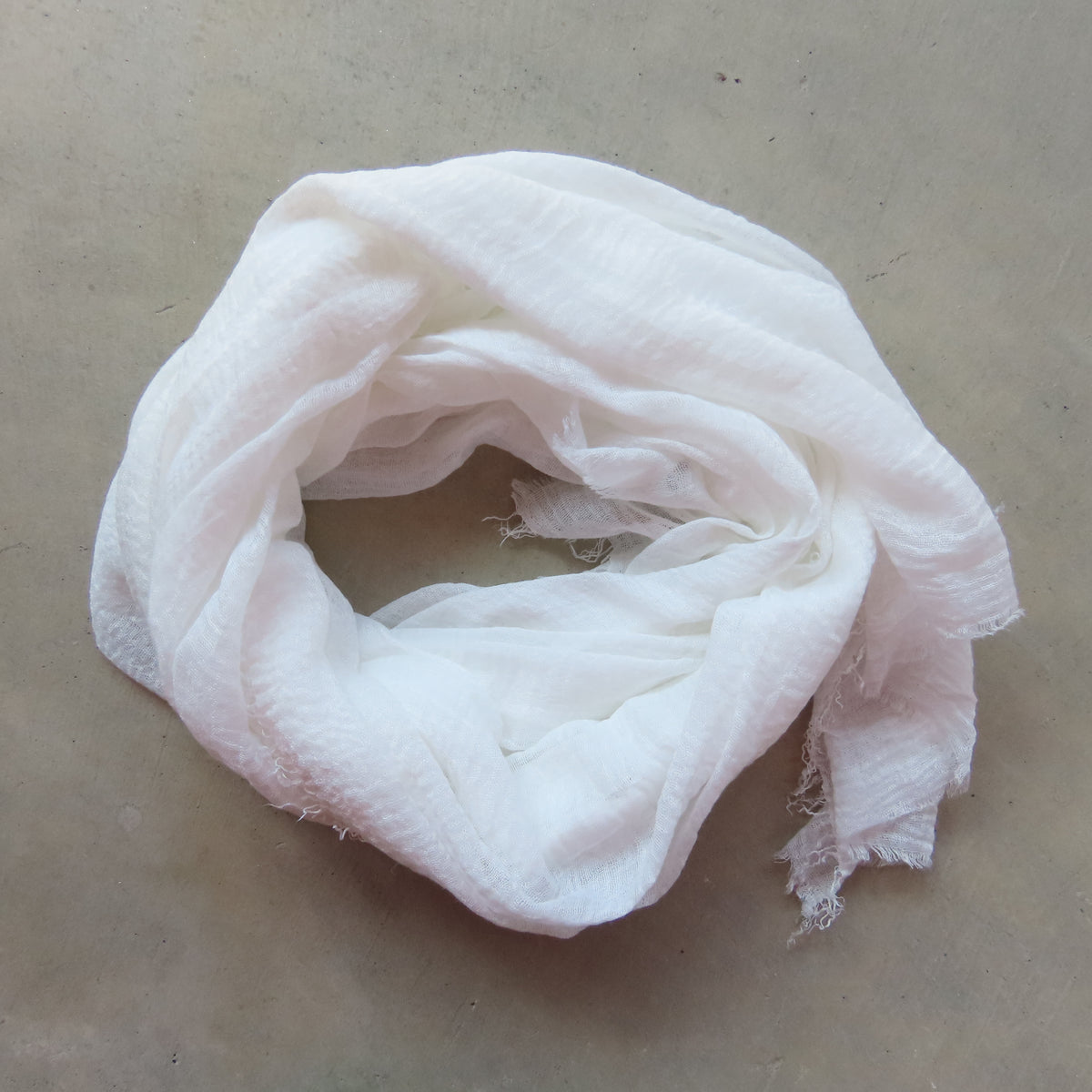 Cotton & Bamboo Gauze Shawl: White